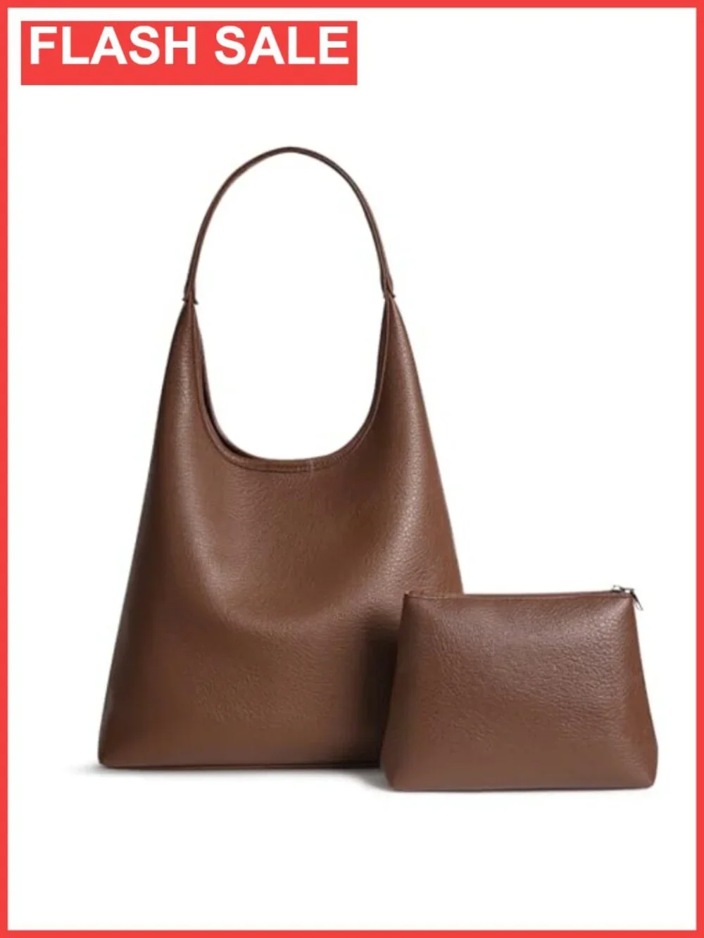 Large Slouchy Hobo Shoulder Bag Vegan Leather 2-Piece Purse Set with Mini Purse